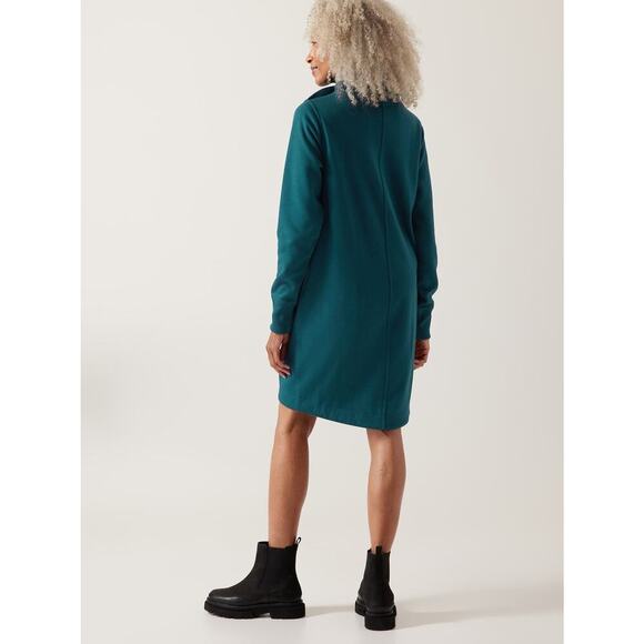 ATHLETA Cozy Karma Mock Neck Dress EUC Size Small Tall $129 MSRP Dark Teal - Picture 5 of 8